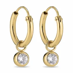 rond witte zirkoon oorbellen in verguld zilver