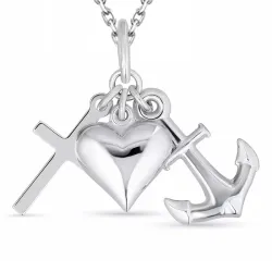 geloof-hoop-liefde ketting in zilver met hanger in zilver - Amoré