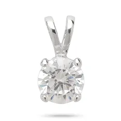rond zirkoon zilver hanger in zilver
