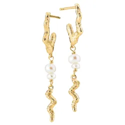 Sistie Universe lange parel oorbellen in verguld sterlingzilver