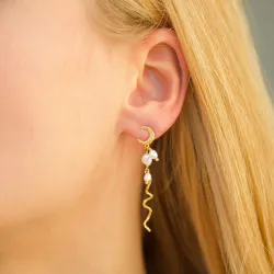 Sistie Rosa maan parel oorbellen in verguld sterlingzilver