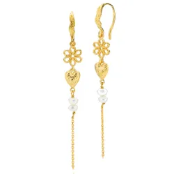 Sistie Alma bloem parel ketting oorbellen in verguld sterlingzilver