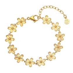 Sistie2ND Camelia bloem armband in verguld staal