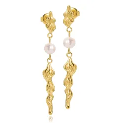 Sistie2ND Freja parel ketting oorbellen in verguld staal