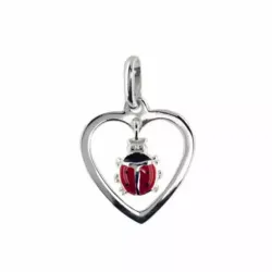Hart lieveheersbeestje hanger in zilver