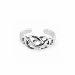 Gevlochten teenring in zilver