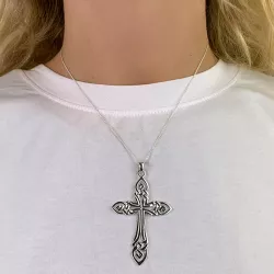 Groot kruis hanger in zilver