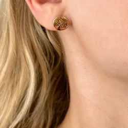 10 mm boom van het leven oorsteker in verguld zilver - Pure Nature