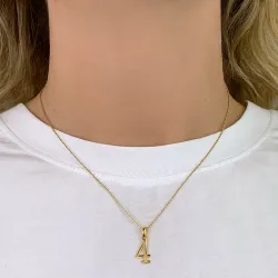 het getal 4 hanger in verguld sterlingzilver