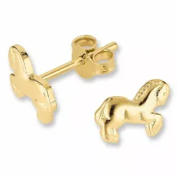 Klein paarden oorsteker in verguld zilver