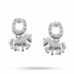 Glanzende  paarden oorsteker in zilver