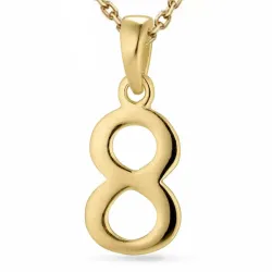 het getal 8 ketting in verguld sterlingzilver met hanger in verguld sterlingzilver