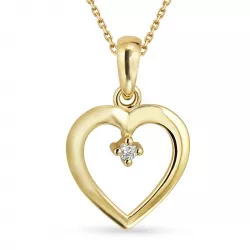 hart diamant ketting in verguld sterlingzilver met hanger in 8 karaat goud