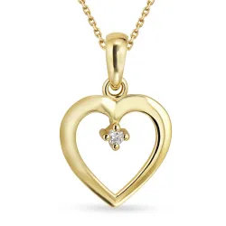 hart diamant ketting in verguld sterlingzilver met hanger in 8 karaat goud - Gold Collection