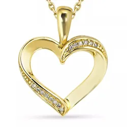 hart diamant ketting in verguld sterlingzilver met hanger in 8 karaat goud - Gold Collection
