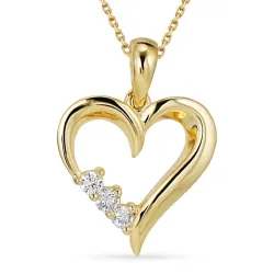 hart diamant ketting in verguld sterlingzilver met hanger in 8 karaat goud - Gold Collection