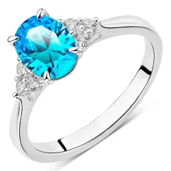 blauwe zirkoon ring in zilver