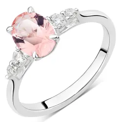 pink zirkoon ring in zilver