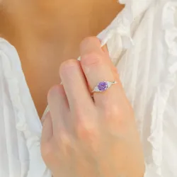 paarse zirkoon ring in zilver