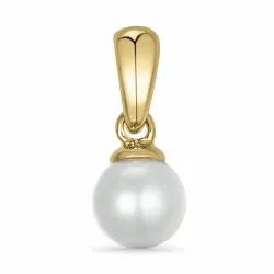 5 mm zilver witte parel hanger in 14 karaat goud