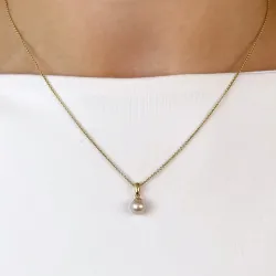 6 mm roze parel hanger in 14 karaat goud