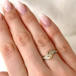 abstract diamant ring in 9 karaat goud-en witgoud 0,05 ct
