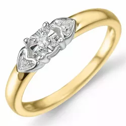 Hart diamant ring in 9 karaat goud-en witgoud 0,03 ct