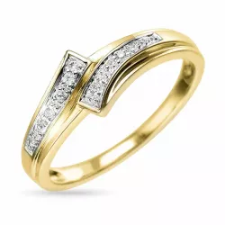 abstract diamant ring in 9 karaat goud-en witgoud 0,02 ct