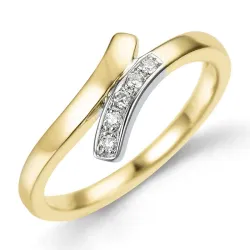 abstract diamant ring in 9 karaat goud-en witgoud 0,05 ct