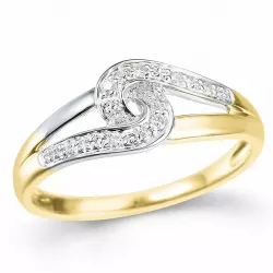 abstract briljant ring in 9 karaat goud-en witgoud 0,06 ct