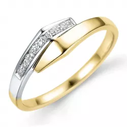Elegant abstract diamant ring in 9 karaat goud-en witgoud 0,02 ct