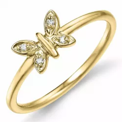 Vlinder diamant ring in 9 karaat goud 0,02 ct