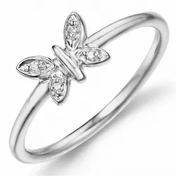 vlinder diamant ring in 9 karaat witgoud 0,02 ct