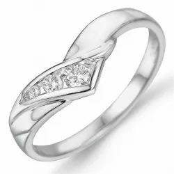 V diamant ring in 9 karaat witgoud 0,10 ct