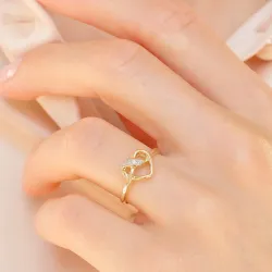 hart diamant ring in 9 karaat goud 0,008 ct