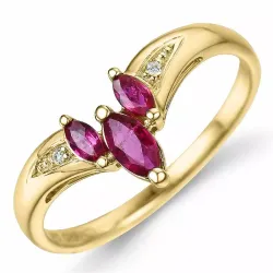 V robijn diamant ring in 9 karaat goud 0,01 ct 0,54 ct