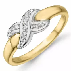 Diamant ring in 9 karaat goud-en witgoud 0,11 ct