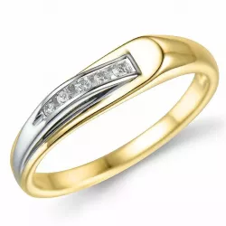 abstract diamant ring in 9 karaat goud-en witgoud 0,07 ct