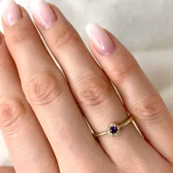 rond amethist ring in 9 karaat goud 0,02 ct 0,12 ct