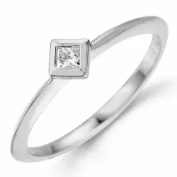 Vierkant diamant ring in 9 karaat witgoud 0,12 ct