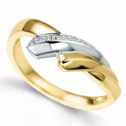 abstract diamant ring in 8 karaat goud-en witgoud 0,02 ct