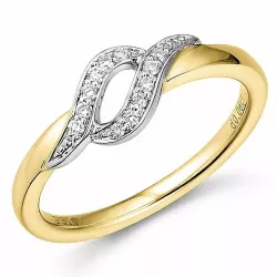 Diamant ring in 9 karaat goud-en witgoud 0,06 ct