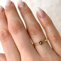 bloem zwart diamant ring in 9 karaat goud 0,01 ct 0,05 ct