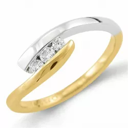 eenvoudige diamant ring in 9 karaat goud-en witgoud 0,11 ct