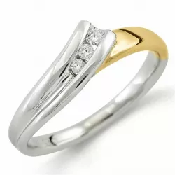diamant ring in 9 karaat goud-en witgoud 0,06 ct