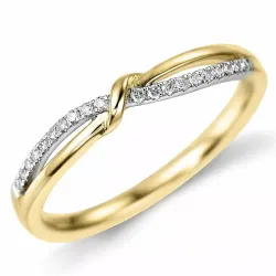 Eenvoudige diamant ring in 9 karaat goud-en witgoud 0,10 ct