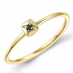 Zwart diamant ring in 9 karaat goud 0,01 ct