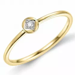 rond diamant ring in 9 karaat goud-en witgoud 0,01 ct