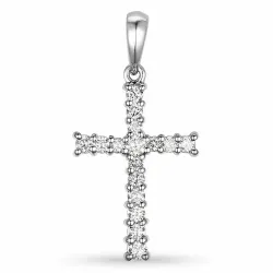 kruis diamant hanger in 9 caraat witgoud 0,28 ct