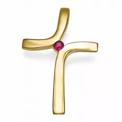 Elegant kruis robijn hanger in 9 caraat goud 0,04 ct